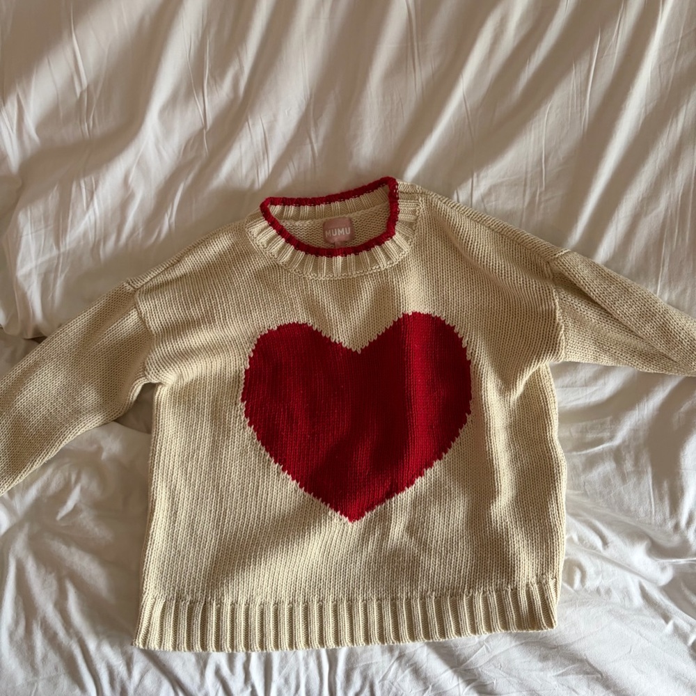 Show Me Your MuMu Cream and Red Sweet Heart Sweater